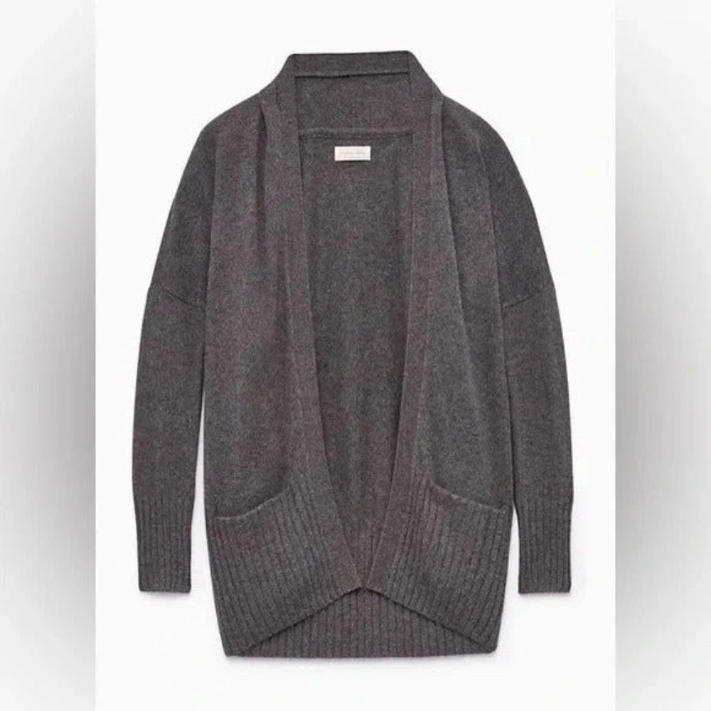 Aritzia Azure Skies Lenox Dolman Oversized Slouchy Rib Knit Cardigan M Gray